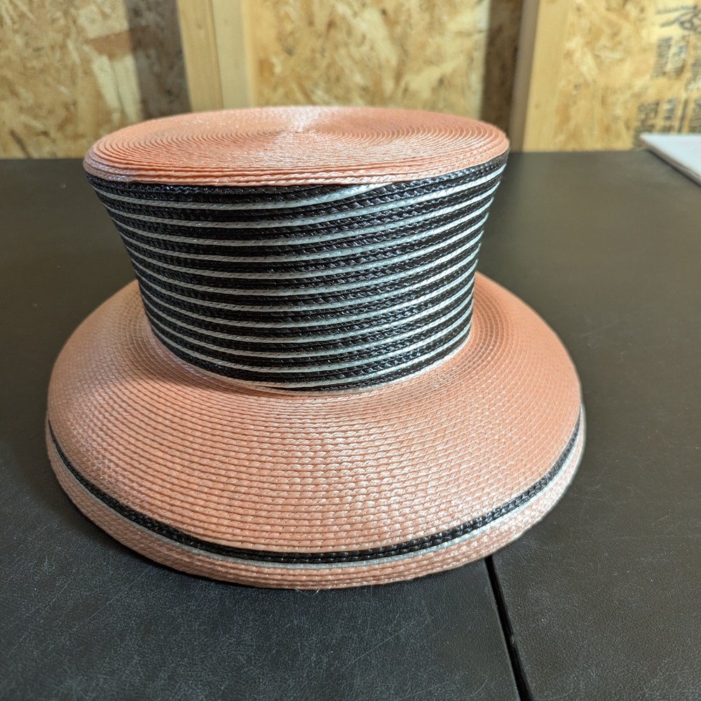 Cato Pink and Black Striped Women's Hat - Picture 4 of 5